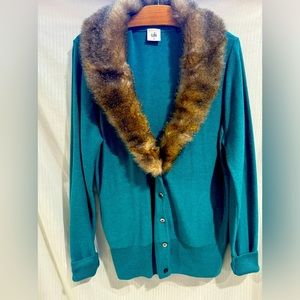 Cabi cardigan sweater with removable faux fur color